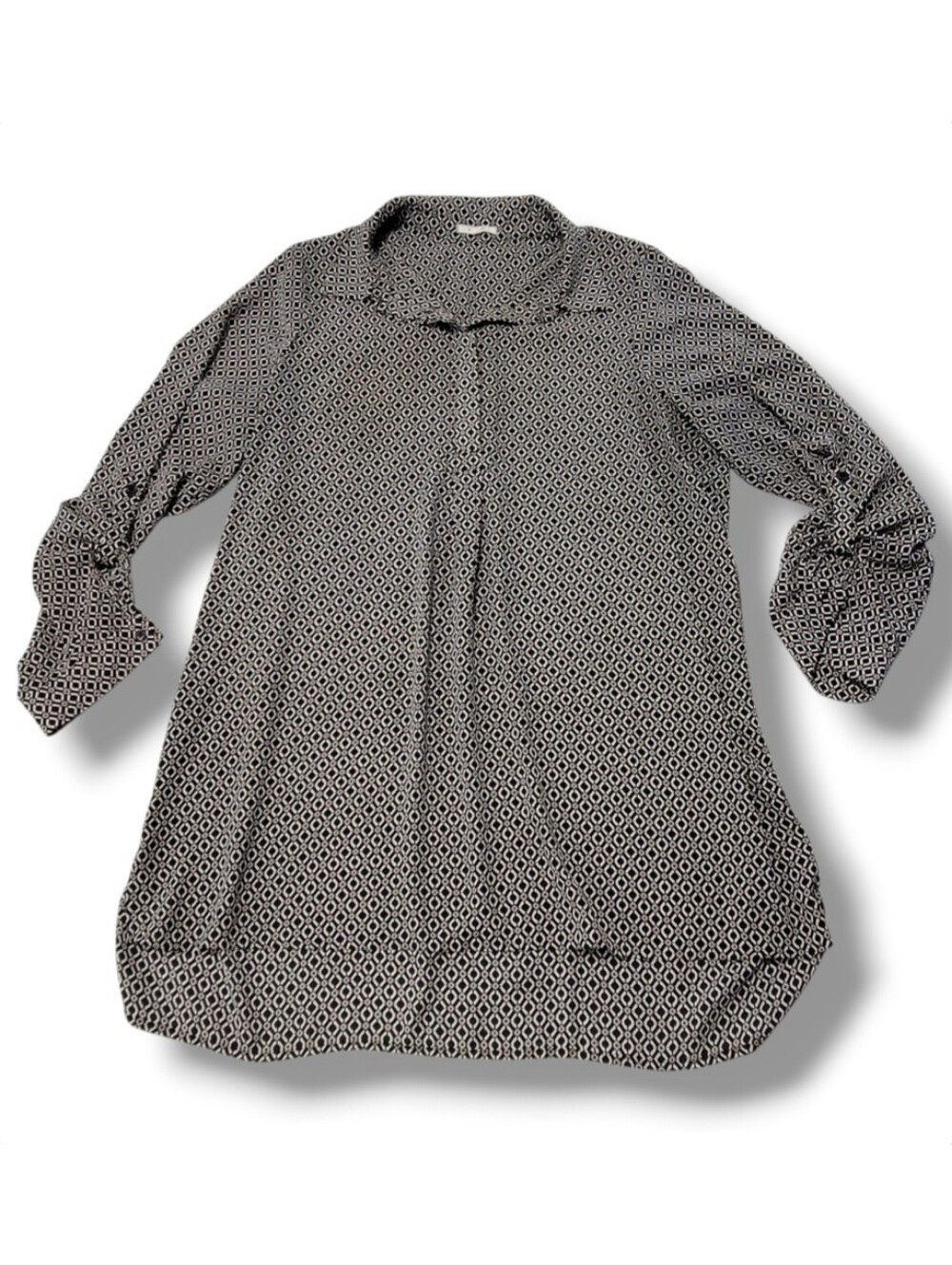 PLEIONE Top Size XL Women's Blouse - PLEIONE Long Sleeve Blouse Roll Tab Sleeves